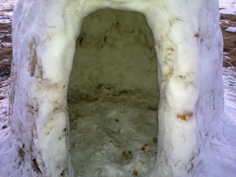 Christmas snow fort inside